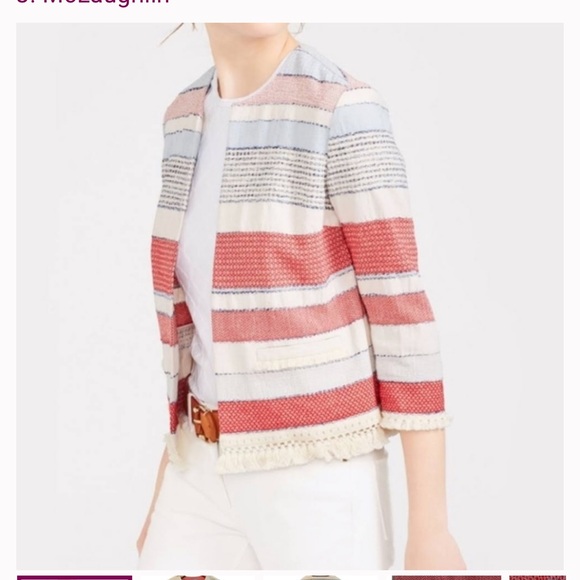 J. McLaughlin Sweaters - J. McLaughlin Red and Blue Fringe Cardigan Sweater